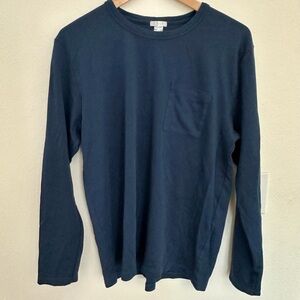 LAKE Men’s Navy Long Sleeve Pima Cotton Tee - Medium